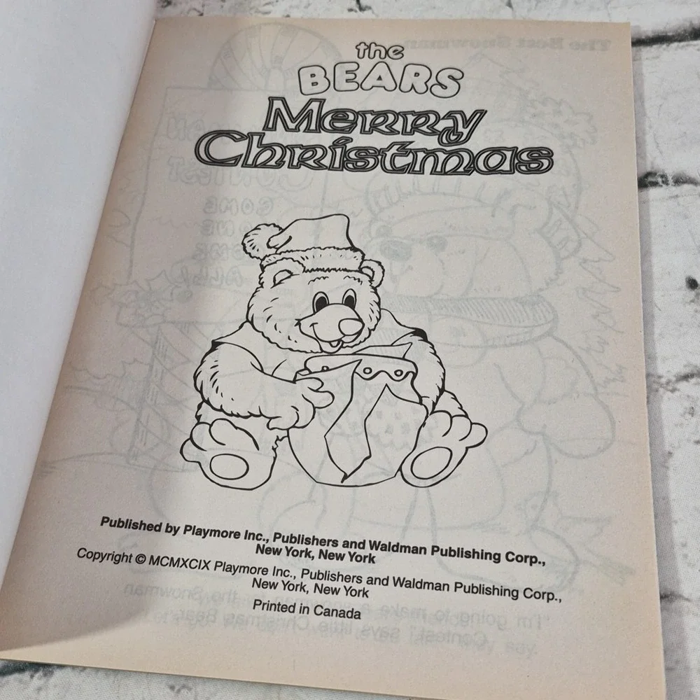 Vintage The Bears Merry Christmas Coloring Book Brand New
